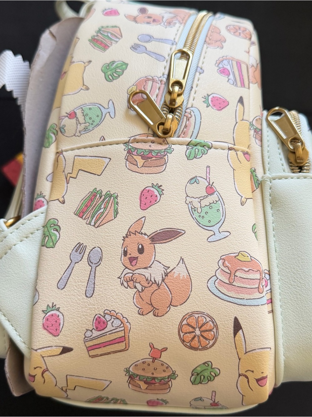Loungefly Backpack & Wallet Set in Cream with Pikachu & Eevee - Picture 8 of 11